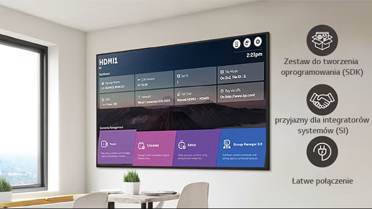 Ekran reklamowy LG 43UH5N-M z platformą webOS